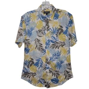 Express men's leaf print short sleeve button down  shirt size small